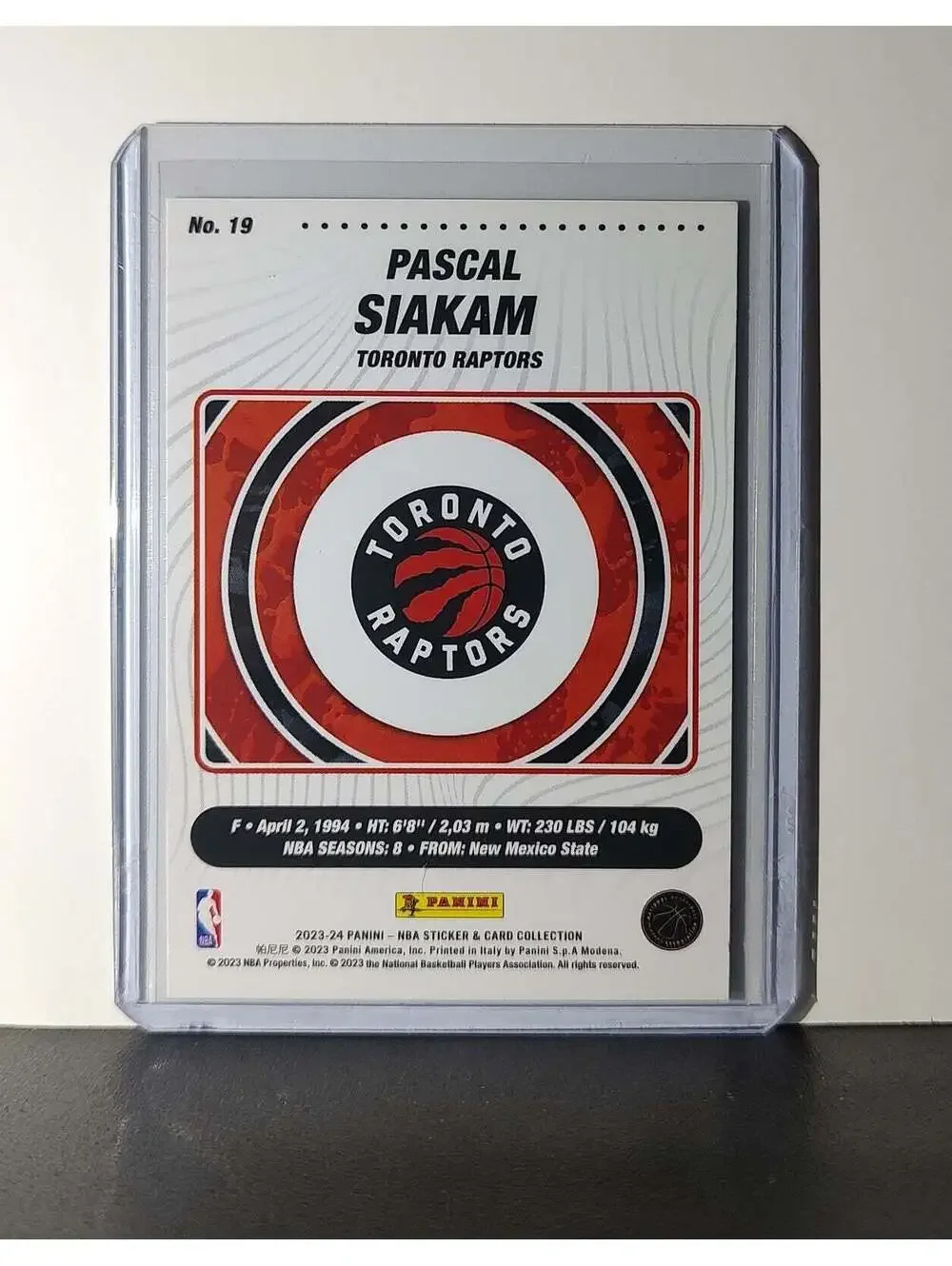 Pascal Siakam 2023-24 Panini NBA Sticker Foil Card #19 Toronto Raptors